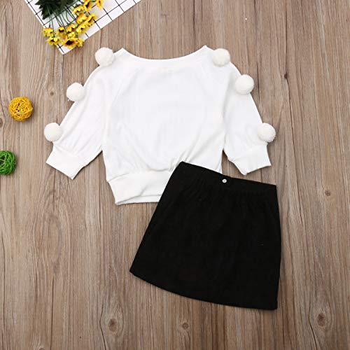 Conjuntos para Niñas Otoño Primavera Ropa Niña 2 Piezas Camiseta Manga Larga con Bolas + Falda Mini con Botones Estilo Típico para Niñas de 2 a 7 Años (Blanco, 3-4 Años) Conjuntos para Niñas Otoño Primavera Ropa Niña 2 Piezas Camiseta Manga Larga con Bolas + Falda Mini con Botones Estilo Típico para Niñas de 2 a 7 Años (Blanco, 3-4 Años)