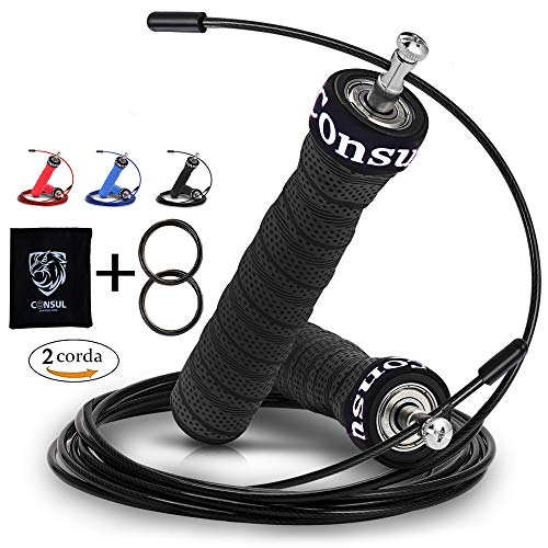 CONSUL Cuerda para saltar de alta velocidad,Comba de CrossFit,Speed rope crossfit,Incluye 2 comba de saltar ,Rodamiento rápido.Comba de Boxeo,También es adecuado para las mujeres! CONSUL Cuerda para saltar de alta velocidad,Comba de CrossFit,Speed rope crossfit,Incluye 2 comba de saltar ,Rodamiento rápido.Comba de Boxeo,También es adecuado para las mujeres!
