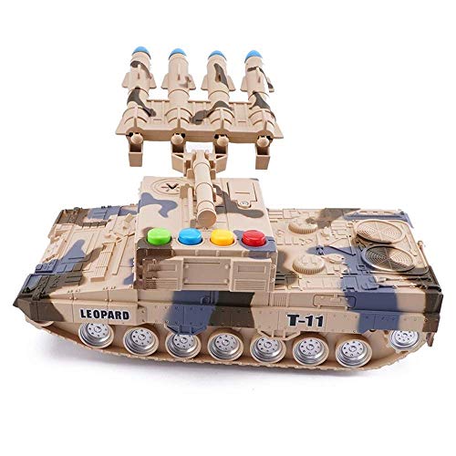 Control Remoto Coche, Tanque de Batalla Principal Sonido y luz Tanque de inercia Tank Thalk Back Cars Andddlers Modelo Military Toy Car The for Children's Boy Juguetes educativos Camuflaje Khaki