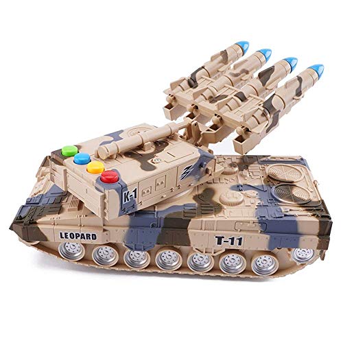 Control Remoto Coche, Tanque de Batalla Principal Sonido y luz Tanque de inercia Tank Thalk Back Cars Andddlers Modelo Military Toy Car The for Children's Boy Juguetes educativos Camuflaje Khaki