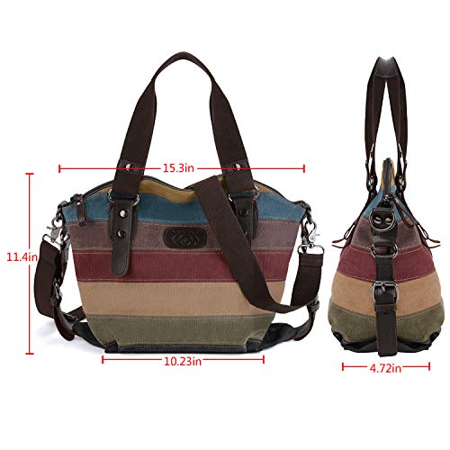 COOFIT Bolsos de Mujer Bolso Bandolera Multicolor Rayas Lona Bolso Hombro Mujer Bolso Bandolera Bolso Totalizador