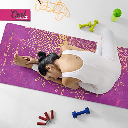 Cool Bedding Esterilla de yoga personalizada con nombre, esterilla de fitness para pilates y entrenamiento, esterilla de ejercicio Sahasrara 27 x 72 pulgadas (grosor 4 mm)