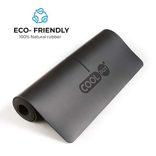 COOLDOT Esterilla Yoga Antideslizante Primera Calidad – Alfombrilla Yoga Sistema Alineamiento Goma Natural Ecológica Bolsa Transporte Sistema Marcador Alineación Grabado Láser | Negro COOLDOT Esterilla Yoga Antideslizante Primera Calidad – Alfombrilla Yoga Sistema Alineamiento Goma Natural Ecológica Bolsa Transporte Sistema Marcador Alineación Grabado Láser | Negro
