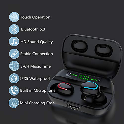 COOLEAD HBQ Pro Auriculares Inalámbrico Auriculares Bluetooth 5.0, Impermeable al Sudro, Gancho para la Oreja, para iPhone y Android