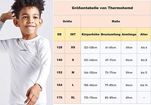 COOLOMG Camiseta térmica de manga larga para niños, térmica, térmica, capa base, cálida, interior de forro polar, color blanco, XS