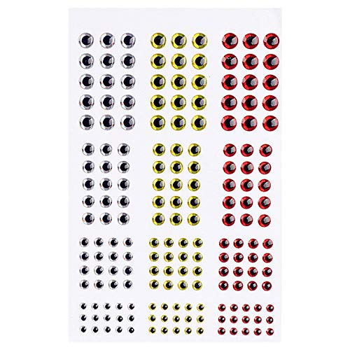 COOLOOdirect 549 Piezas 3D Ojos de Pesca Ojos Holográficos Señuelo Ojos de Pesca Making Señuelo Mosca atado Ojos Falso DIY 3 mm 4 mm 5 mm 6 mm, 2D Red yellow White