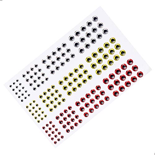 COOLOOdirect 549 Piezas 3D Ojos de Pesca Ojos Holográficos Señuelo Ojos de Pesca Making Señuelo Mosca atado Ojos Falso DIY 3 mm 4 mm 5 mm 6 mm, 2D Red yellow White