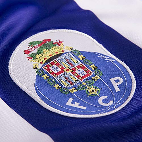 Copa Camiseta de fútbol Retro del FC Porto 1986-87 para Hombre, Hombre, Camiseta Retro con Cuello de fútbol, 127, Blanc y Azul, S