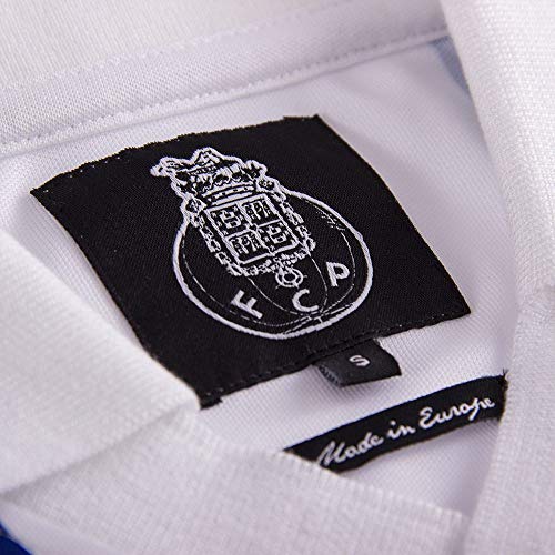 Copa Camiseta de fútbol Retro del FC Porto 1986-87 para Hombre, Hombre, Camiseta Retro con Cuello de fútbol, 127, Blanc y Azul, S