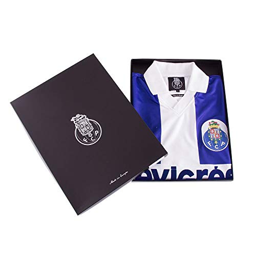 Copa Camiseta de fútbol Retro del FC Porto 1986-87 para Hombre, Hombre, Camiseta Retro con Cuello de fútbol, 127, Blanc y Azul, S