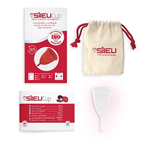 Copa Menstrual Sileu Cup Sport - Copa deportiva perfecta para deportes, pilates, yoga, piscina, baile, gimnasio - Alternativa ecológica y natural a tampones y compresas - Talla S, Transparente Copa Menstrual Sileu Cup Sport - Copa deportiva perfecta para deportes, pilates, yoga, piscina, baile, gimnasio - Alternativa ecológica y natural a tampones y compresas - Talla S, Transparente