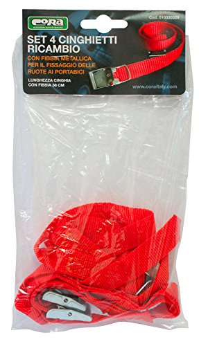 Cora 1068270 - Juego de 4 Tacos de Repuesto con Hebilla metálica para Fijar Las Ruedas a los portabicicletas, Rojo, 38 cm, Juego de 4