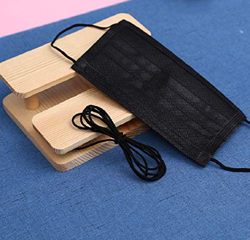 Cordon Elastico Costura Redondo Cuerda Cinta de Goma Correa de Oreja DIY para Máscaras Accesorios de Artesanía de Ropa de Bricolaje Máscara de banda elástica de 2 mm Negra (30 m)