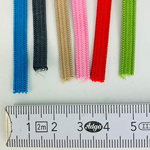 Cordon elastico de producción Europea de primera calidad de 5mm en 6 diversos colores | 12 metros goma elastica costura colores