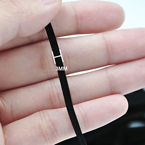 Cordón Goma Elástico Bandas, Cordón Elástico Para Costura y Manualidades, Negro Banda Plana Elástica, 3mm, 9metro Cordón Goma Elástico Bandas, Cordón Elástico Para Costura y Manualidades, Negro Banda Plana Elástica, 3mm, 9metro