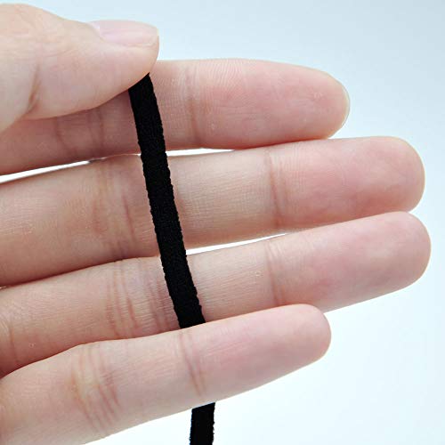 Cordón Goma Elástico Bandas, Cordón Elástico Para Costura y Manualidades, Negro Banda Plana Elástica, 3mm, 9metro