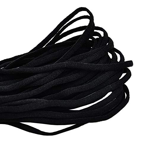 Cordón Goma Elástico Bandas, Cordón Elástico Para Costura y Manualidades, Negro Banda Plana Elástica, 3mm, 9metro