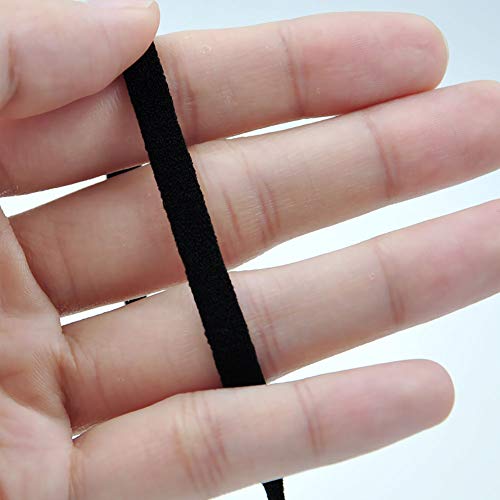 Cordón Goma Elástico Bandas, Cordón Elástico Para Costura y Manualidades, Negro Banda Plana Elástica, 6mm, 9metro