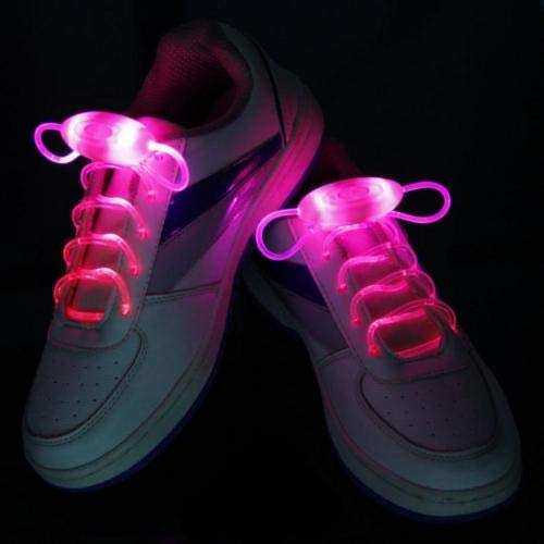 Cordones luminosos LED Flash Light Up luminosos para fiestas, discotecas, decoración, atléticos, deportivos, planos (rosa)