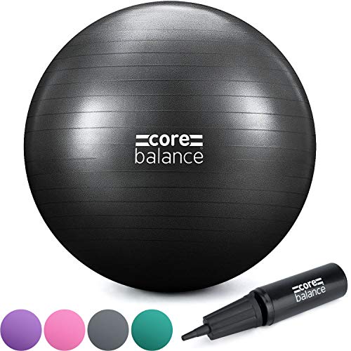 CORE BALANCE, Pelota de Pilates, Fitness, Yoga, Embarazo, Fitball para Ejercicios Gimnasia - Muy Resistente – Tamaño 55cm 65cm 75cm 85cm - Hinchador Incluido