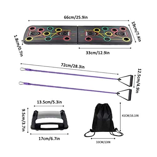 Coriver 13 en 1 Push Up Rack Board con Bandas de Resistencia, Plegable Body Building Press Up Board & Carry Bag, Muscle Board Strength Board para Ejercicios de Entrenamiento en el hogar