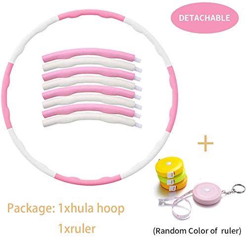 Coriver Fitness Hoola Hoop, diseño de onda de ejercicio desmontable, aro de entrenamiento para pérdida de peso, aro deportivo de ocho secciones de espuma hula anillo de gimnasia con regla de cintura