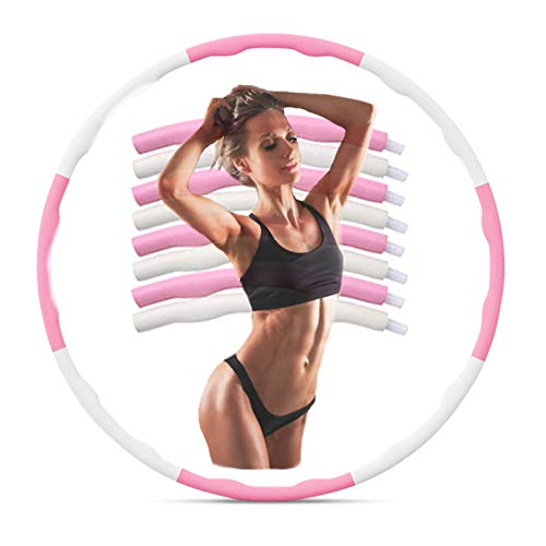 Coriver Fitness Hoola Hoop, diseño de onda de ejercicio desmontable, aro de entrenamiento para pérdida de peso, aro deportivo de ocho secciones de espuma hula anillo de gimnasia con regla de cintura