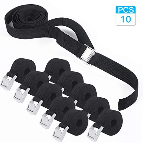 Correa de Amarre, Dioxide 10 pcs Cinchas de Sujeción de Carga 2.5cm x 2M Cinta Trincaje Profesional Cintas Tensoras Correas Trinquete hebilla (Negro) Correa de Amarre, Dioxide 10 pcs Cinchas de Sujeción de Carga 2.5cm x 2M Cinta Trincaje Profesional Cintas Tensoras Correas Trinquete hebilla (Negro)