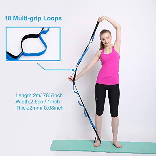 Correa de Estiramiento de Yoga Multi-Loop Cuerda de Antigravedad de Yoga Aérea Ideal para Fitness en el Hogar, Baile, Pilates, Fisioterapia, con Libro de Instrucciones, Azul 2 Metros Correa de Estiramiento de Yoga Multi-Loop Cuerda de Antigravedad de Yoga Aérea Ideal para Fitness en el Hogar, Baile, Pilates, Fisioterapia, con Libro de Instrucciones, Azul 2 Metros