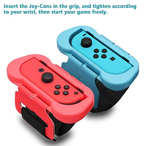 Correa de Muñeca Compatible con Joy-con Nintendo Switch Just Dance 2021 2020 2019 2018, Banda de Muñeca Elástica Cómoda de 2 Tamaños Diferentes Ajustable para Adultos y Niños - Kit de 2pzs