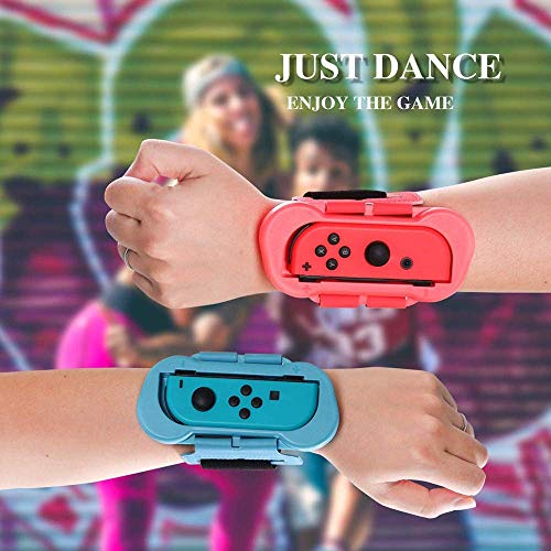 Correa de Muñeca Compatible con Joy-con Nintendo Switch Just Dance 2021 2020 2019 2018, Banda de Muñeca Elástica Cómoda de 2 Tamaños Diferentes Ajustable para Adultos y Niños - Kit de 2pzs
