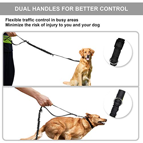 Correa Manos libres Perro para Correr Caminar Trotar Entrenamiento Senderismo, Bolso de Cinturón Correa para columpio de amortiguación resistente a golpes, Cinturón ajustable, Reflectante, Mango doble Correa Manos libres Perro para Correr Caminar Trotar Entrenamiento Senderismo, Bolso de Cinturón Correa para columpio de amortiguación resistente a golpes, Cinturón ajustable, Reflectante, Mango doble