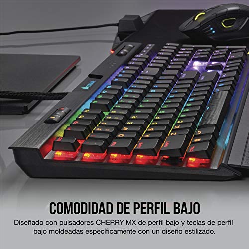 Corsair K70 MK.2 RGB Low Profile Teclado mecánico para Gaming retroiluminación LED RGB, QWERTY Español,Cherry MX Red (Suave y rápido)