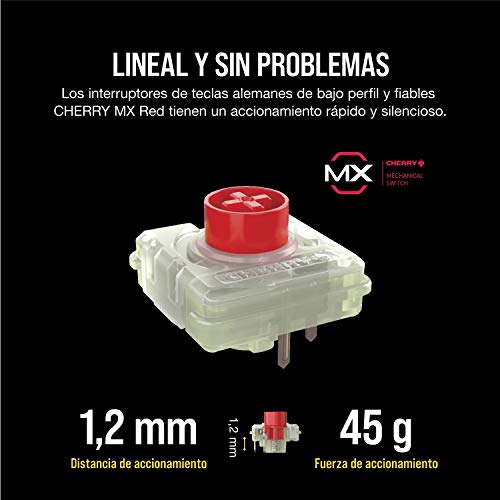 Corsair K70 MK.2 RGB Low Profile Teclado mecánico para Gaming retroiluminación LED RGB, QWERTY Español,Cherry MX Red (Suave y rápido)