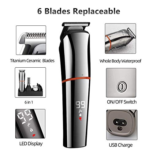 Cortapelos Hombre Profesional,Recortadora de barba,Maquina Cortadora de Pelo Recargable,Set de Multifunción Cortapelos/Nariz/Barba/Cara/Cuerpo y Máquina de Afeitar Precisión Impermeable 6 en 1 Cortapelos Hombre Profesional,Recortadora de barba,Maquina Cortadora de Pelo Recargable,Set de Multifunción Cortapelos/Nariz/Barba/Cara/Cuerpo y Máquina de Afeitar Precisión Impermeable 6 en 1