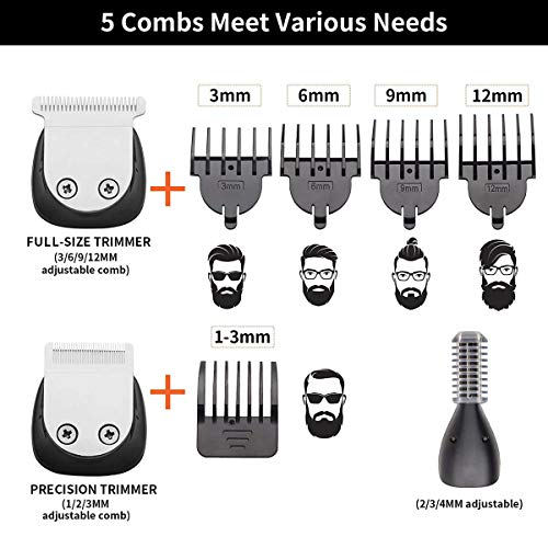 Cortapelos Hombre Profesional,Recortadora de barba,Maquina Cortadora de Pelo Recargable,Set de Multifunción Cortapelos/Nariz/Barba/Cara/Cuerpo y Máquina de Afeitar Precisión Impermeable 6 en 1