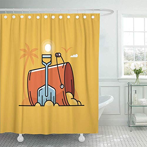 Cortina para Ducha Escena De Playa con Cubo Rojo Y Pala Azul En La Arena Verano Viaje Plano Baño Moderno Impermeable Ganchos Cortina De Ducha Hotel 183X183Cm Hogar Hermos Cortina para Ducha Escena De Playa con Cubo Rojo Y Pala Azul En La Arena Verano Viaje Plano Baño Moderno Impermeable Ganchos Cortina De Ducha Hotel 183X183Cm Hogar Hermos