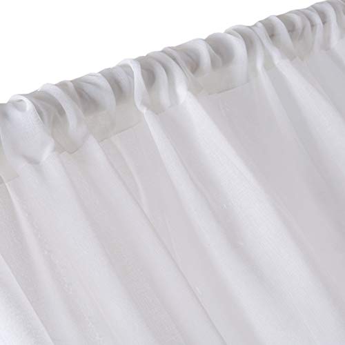 Cortinas blancas ligeras y suaves con barra de paso, cortinas de voile para dormitorio, cortinas transparentes para ventanas pequeñas, de organza, cortas, juego de 2, 175 x 140 cm