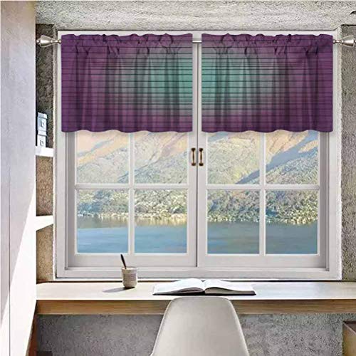 Cortinas opacas cortas, con bolsillo para barra, estilo digital, líneas paralelas a rayas, con textura contemporánea, juego de 1, cenefas pequeñas de media ventana de 137 x 45 cm para dormitorio