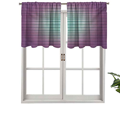 Cortinas opacas cortas, con bolsillo para barra, estilo digital, líneas paralelas a rayas, con textura contemporánea, juego de 1, cenefas pequeñas de media ventana de 137 x 45 cm para dormitorio