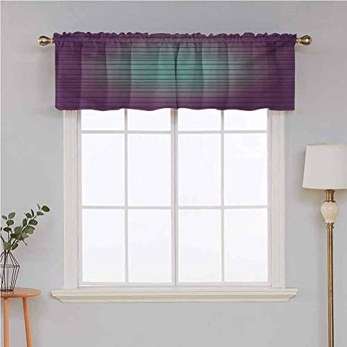 Cortinas opacas cortas, con bolsillo para barra, estilo digital, líneas paralelas a rayas, con textura contemporánea, juego de 1, cenefas pequeñas de media ventana de 137 x 45 cm para dormitorio