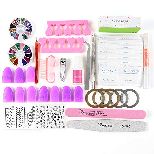 COSCELIA 10PCS Kit de Esmaltes Semipermanentes en Gel Soak off 7ML UV/LED Lámpara para Uñas 36W Torno para Uñas Pulidora Eléctrica Base Top Gel para Manicura Pedicura