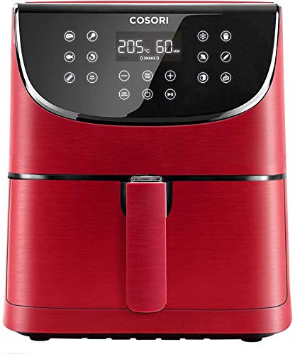 Cosori Freidora de aire caliente, 5,5 l, tamaño XXL, con pantalla táctil LED, 11 programas, modo batido, 100 recetas en alemán, sin aceite, 1700 W de capacidad