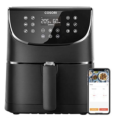 COSORI Freidora sin Aceite Inteligente WiFi 5.5L, Freidora Aire con 11 Programas, Función Mantener Caliente, Pantalla LED Táctil, Temporizador, Sin BPA ni PFOA, 100 Recetas, Funciona con APP, 1700W