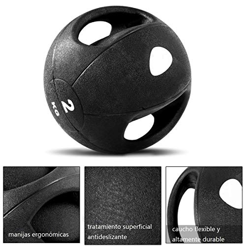 COSTWAY Balón Medicinal de Ejercicio Gimnasia Yoga de Goma con Asas Color Negro Selección de Peso 2-9KG (26.5 x 26.5 x 26.5CM, 7) COSTWAY Balón Medicinal de Ejercicio Gimnasia Yoga de Goma con Asas Color Negro Selección de Peso 2-9KG (26.5 x 26.5 x 26.5CM, 7)