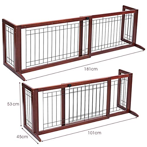 COSTWAY Barrera de Seguridad Extensible de Madera para Puerta Escalera Valla Protección para Bebé Perro Mascotas COSTWAY Barrera de Seguridad Extensible de Madera para Puerta Escalera Valla Protección para Bebé Perro Mascotas