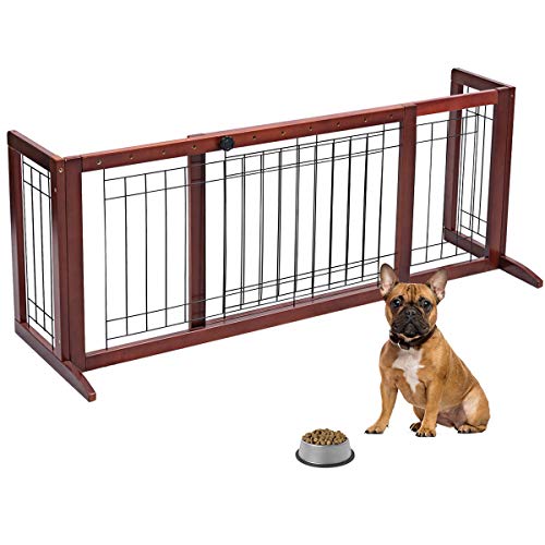 COSTWAY Barrera de Seguridad Extensible de Madera para Puerta Escalera Valla Protección para Bebé Perro Mascotas COSTWAY Barrera de Seguridad Extensible de Madera para Puerta Escalera Valla Protección para Bebé Perro Mascotas