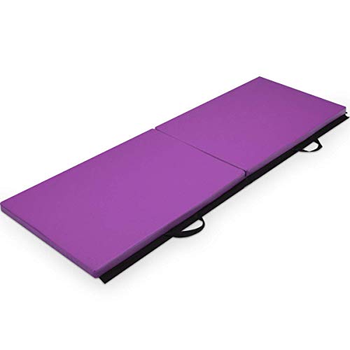 COSTWAY Colchoneta de Gimnasia Deportiva Plegable 180x60x4cm Tapete de Yoga Entrenamiento Alfombrillas de Fitness (Púrpura)