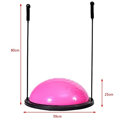 COSTWAY Equilibrio Balance Semiesfera Trainer Pelota de Gimnasia Pilates Yoga Ball (Rosa)