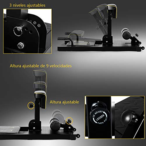 COSTWAY Máquina para Sentadillas Profundas Altura Ajustable Ejercicios Entrenador de Piernas para Gimnasio Hogar Carga hasta 120kg